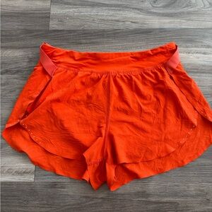 Lululemon Fast and Free Airflow Shorts High Rise Solar Orange 10